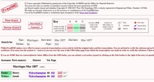 FreeBMD, Searching, Family History
