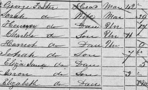 1851 Census George, Sarah, Henney, Charles, Harriot, Josiah, Eliza Jane, Aaron, Elizabeth Foster