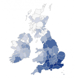 Newman Surname Distribution UK - Image courtesy of Forebears 