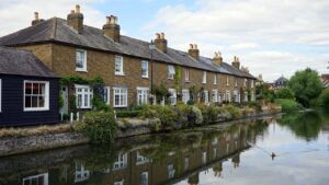 English terrace houses on a canal